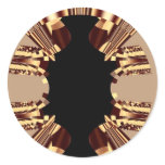Brown fractals round sticker