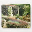 Brown Garden Seat In Rose Pergola, With Berberis A mousepads