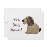 Brown Gingham Dog Baby Shower Invitation Flat