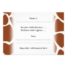 Brown Giraffe Print Pattern. Invites