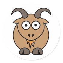 Brown Goat Round Sticker