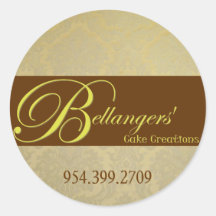 Brown Gold Damask Sticker