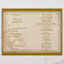 Brown gold vintage "wedding program" wedding custom flyer