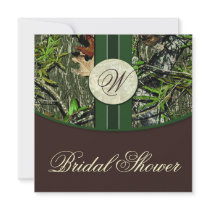 Brown Green Camo Wedding Bridal Shower Invitations