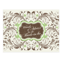 Brown Green Floral Words of Advice for the Bride Post Cards