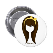 "Brown Hair Girl" Button