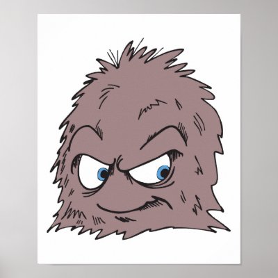 brown hairy furry monster poster by doonidesigns