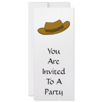Brown hat illustration. On White. Personalized Invitation