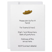 Brown hat illustration. On White. Personalized Invitation