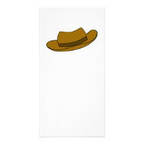 Brown hat illustration. On White. Personalized Photo Card
