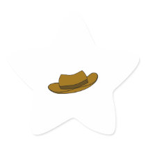 Brown hat illustration. On White. Star Stickers