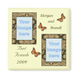 Brown Lace Print Best Friends Photo Magnet
