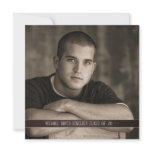 Brown Leather Boys Photo Graduation Announcement invitations