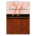 Brown Leopard Monogrammed Thank You Note Cards