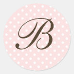 Brown Monogram B On Polka Dot Favour Labels Round Stickers