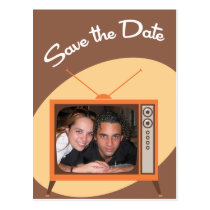 Brown Now Presenting Retro Save the Dates postcards