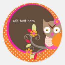 Brown+Orange+Hot Pink Owl stickers/add monogram