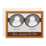 Brown Orange Twins Birth Announcements