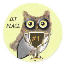 Brown owl trophy design sticker