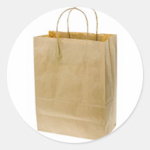 Brown paper bag round sticker