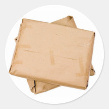 Brown parcel round stickers