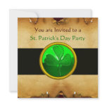 BROWN  PARCHMENT & GREEN SHAMROCK JEWEL ,black invitations