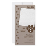 Brown Paw Print Birthday Invitation photo cards