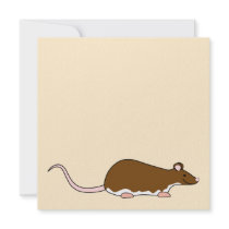 Brown Pet Rat. Berkshire, White Belly. Personalised Invitation