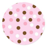 Brown & Pink Polka Dots Stickers