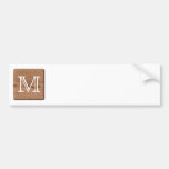 Brown Printed Pattern and Custom Letter. Bumper Sticker