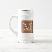 Brown Printed Pattern and Custom Letter. Coffee Mug