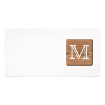 Brown Printed Pattern and Custom Letter. Custom Photo Card