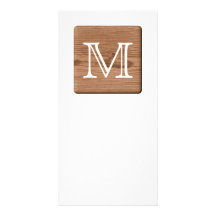 Brown Printed Pattern and Custom Letter. Photo Card