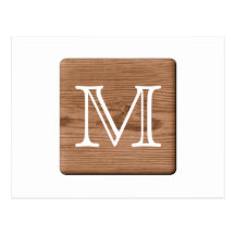 Brown Printed Pattern and Custom Letter. Post Cards