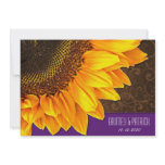 Brown Purple Country Sunflower Wedding Invitations
