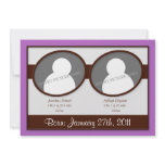 Brown Purple Twins Birth Announcements