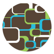 brown Retro Square Sticker in Brown