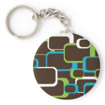 brown Retro Squares Keychain
