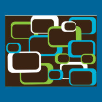 Brown Retro Squares Poster posters