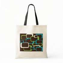 brown retro squares tote bag