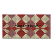 Brown rhombs pattern custom photo card