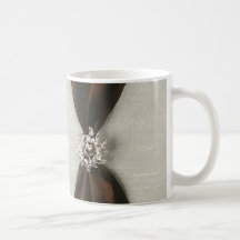 Brown Satin Ribbon with Jewel Mug