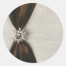 Brown Satin Ribbon with Jewel Sticker