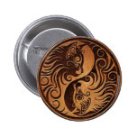 Brown Stone Yin Yang Kittens Pinback Button