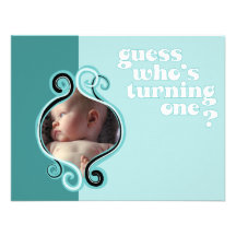 Brown Swirly Frame Front Personalised Announcements