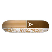 Brown, Tan Damask Pattern Skateboards