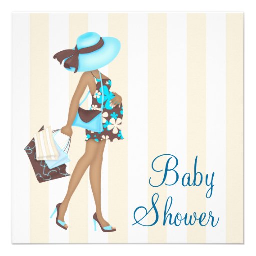 Brown Teal Blue Baby Shower Invitations