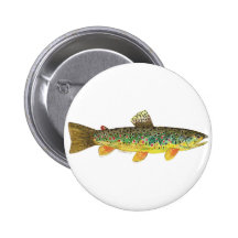 Brown Trout Fishing Pinback Buttons