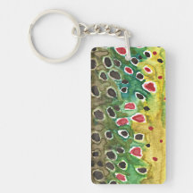 Brown Trout Fishing Rectangle Acrylic Key Chains