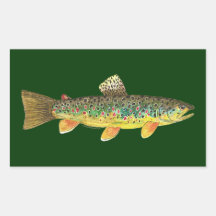 Brown Trout Fishing Rectangle Sticker